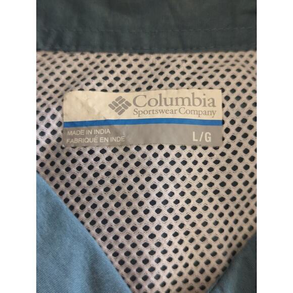 Columbia PFG Men's Solid Cotton Short Sleeve Button Down Shirt Blue Size Large - Picture 8 of 8